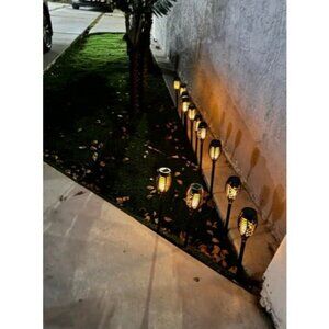 Solar Torch Lights with Flickering Flame, 12 Packs 12LED Tiki Torch Solar